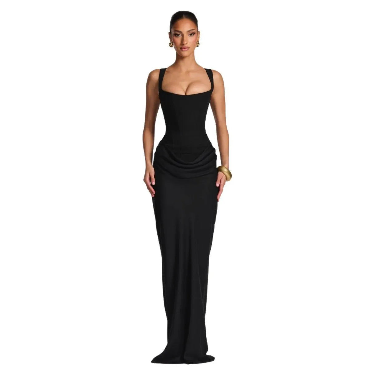 Solid Bodycon Ankle-Length Dress