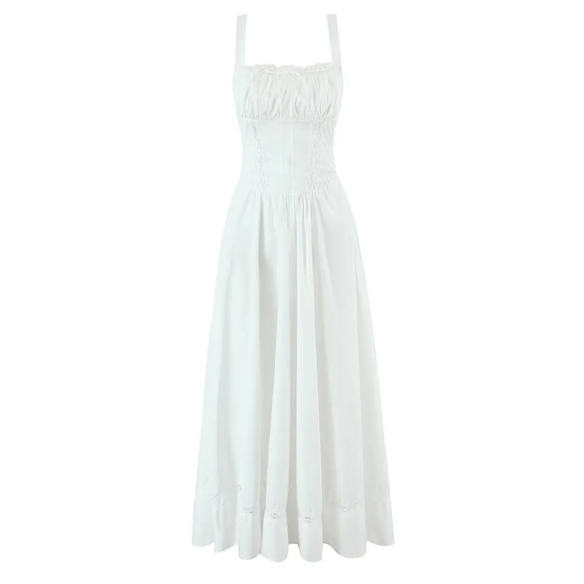 Lace Square Neck A-Line Midi Dress