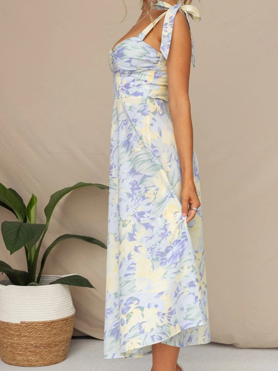 Lace V-Neck A-Line Ankle-Length Dress