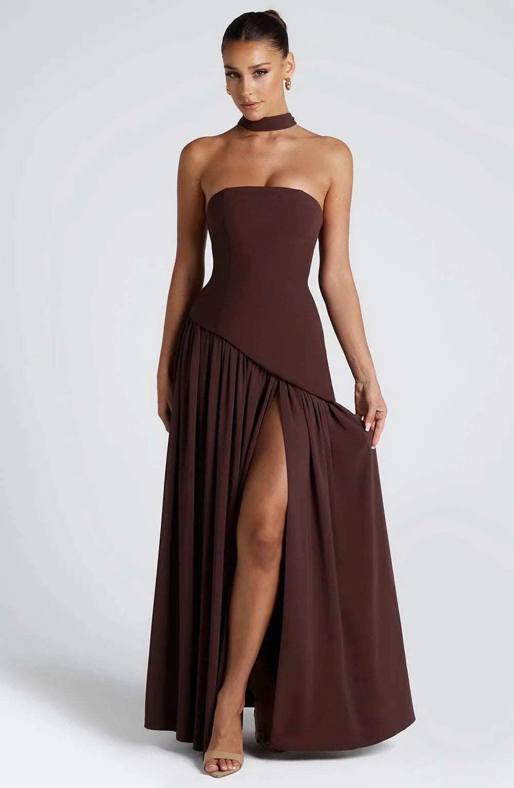 Slash Neck Midi Dress