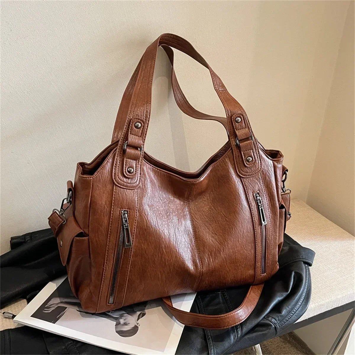 PU Leather Large Tote Bag