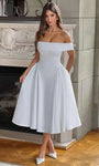 Celeste Aura – Mid-Calf Off-The-Shoulder Dress