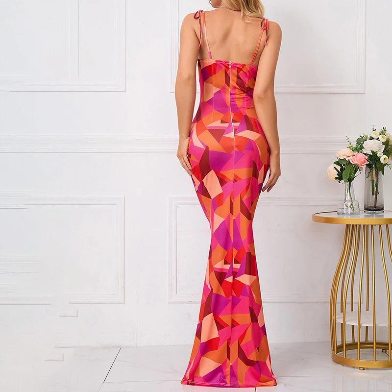 Floral Square Neck A-Line Floor-Length Dress