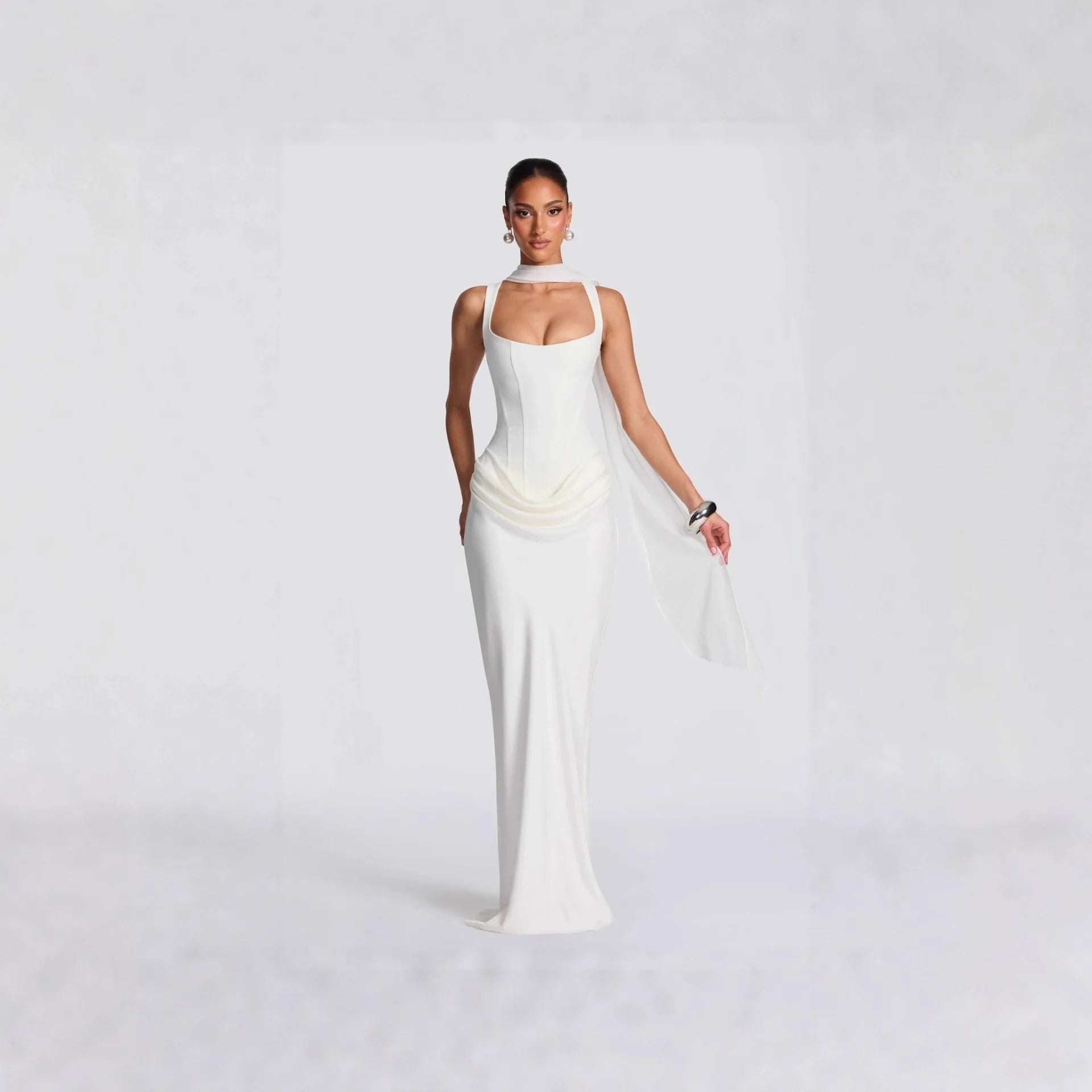 Solid Bodycon Ankle-Length Dress