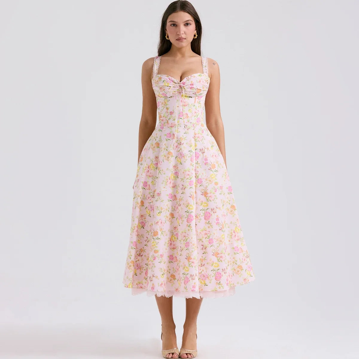 Floral V-Neck Midi Dress