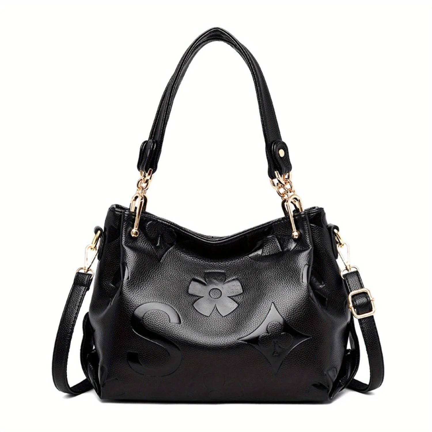 Floral PU Leather Large Tote Bag