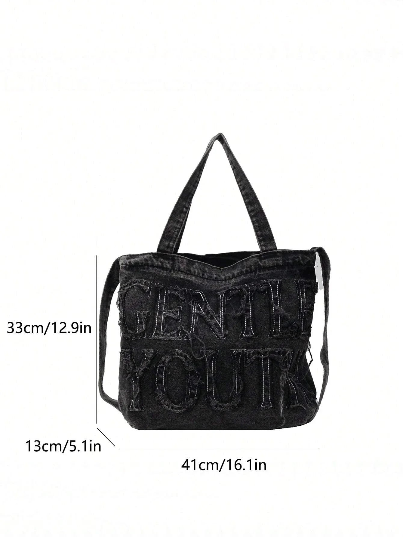 Embroidered Canvas Large Tote Bag
