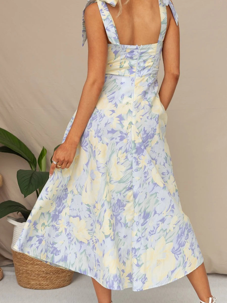 Lace V-Neck A-Line Ankle-Length Dress