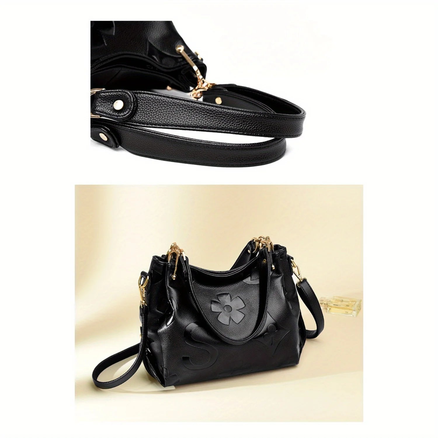 Floral PU Leather Large Tote Bag