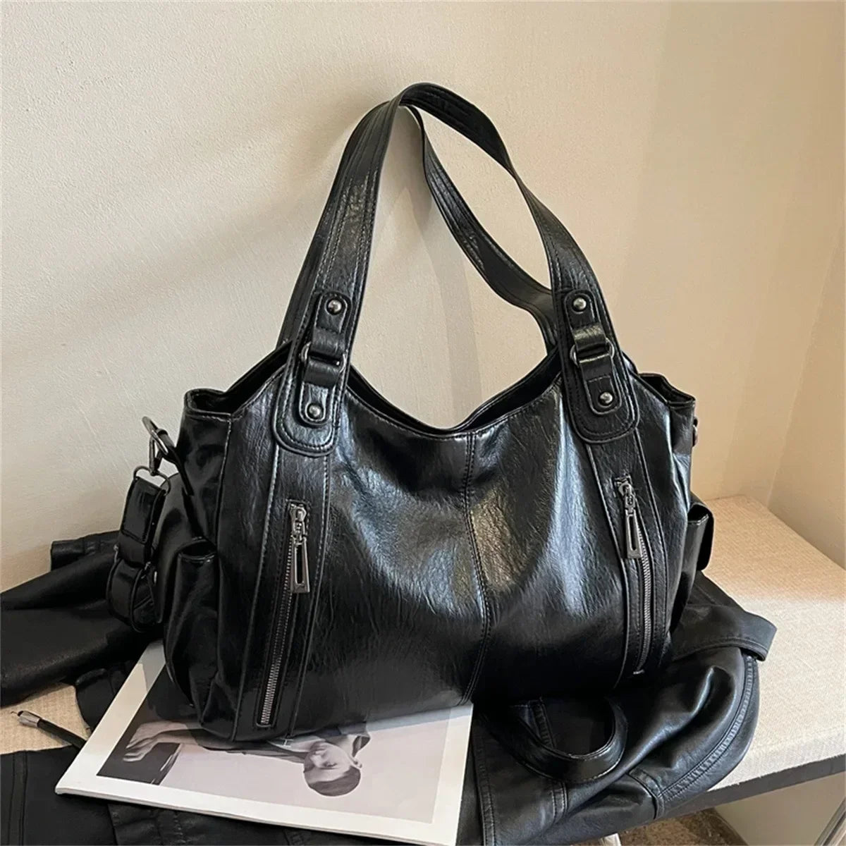 PU Leather Large Tote Bag