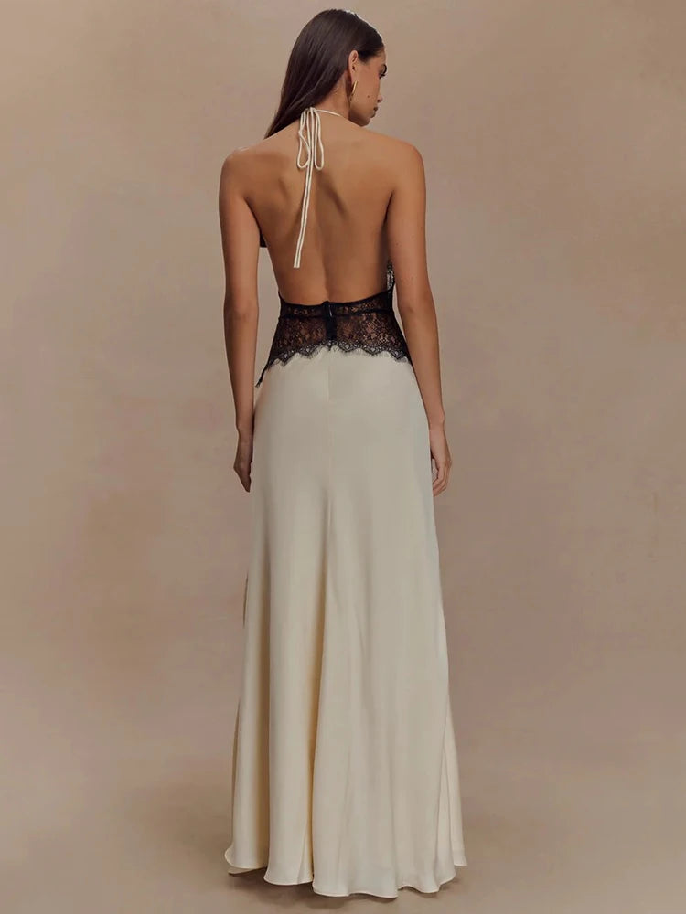 Solid V-Neck Sheath Floor-Length Dress