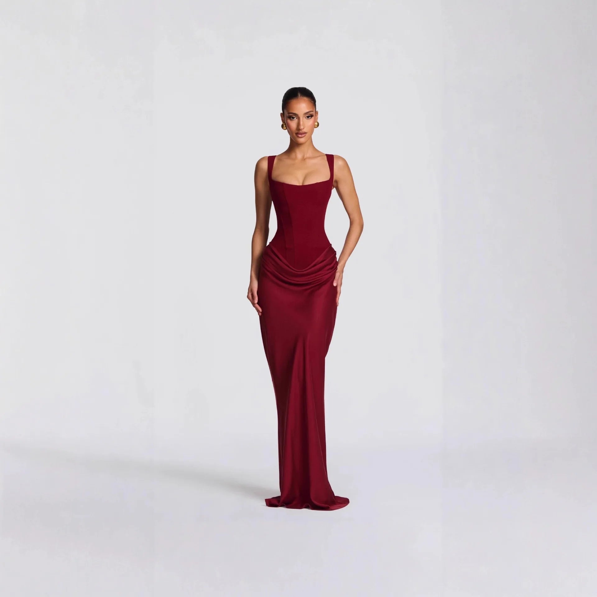 Solid Bodycon Ankle-Length Dress