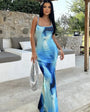Twilight Drift – Floor-Length Tie-Dye Pencil Dress