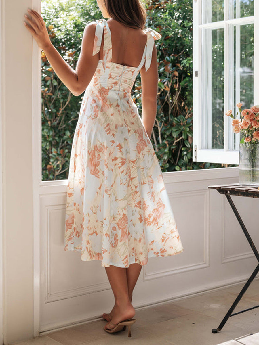 Lace V-Neck A-Line Ankle-Length Dress