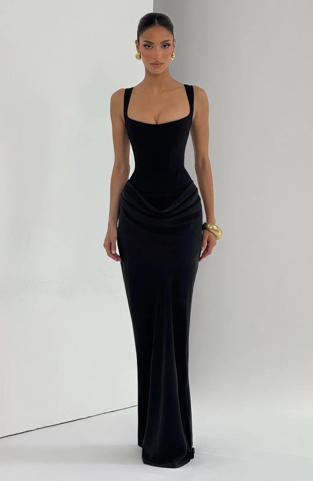 Solid Bodycon Ankle-Length Dress