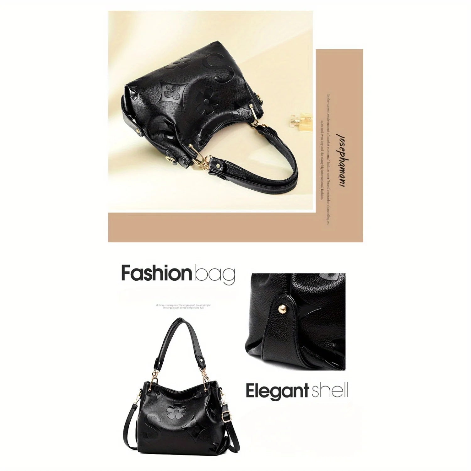 Floral PU Leather Large Tote Bag