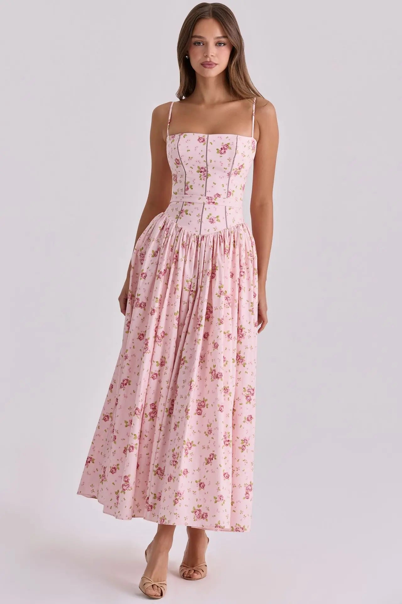 Printed Strapless Maxi Dress