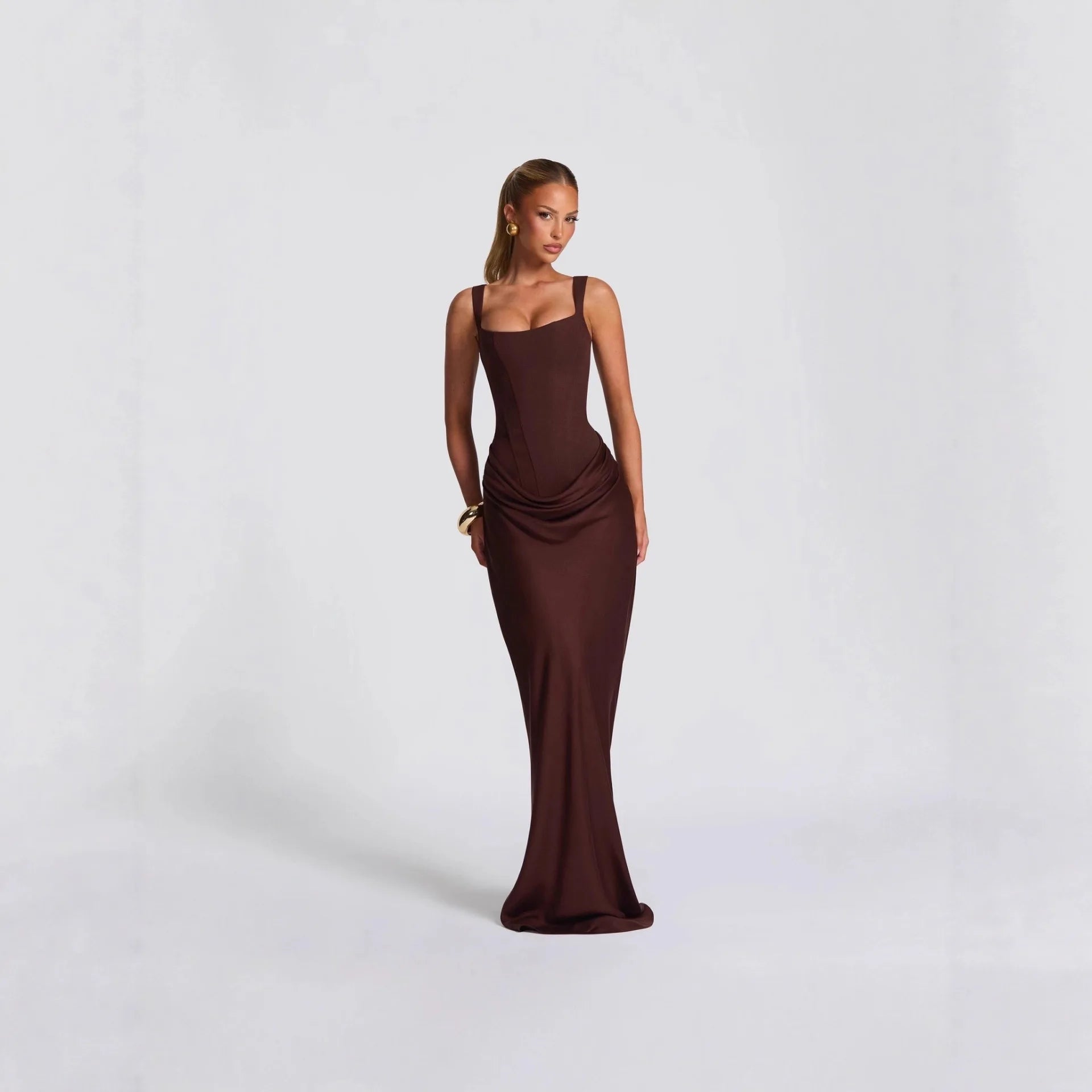 Solid Bodycon Ankle-Length Dress