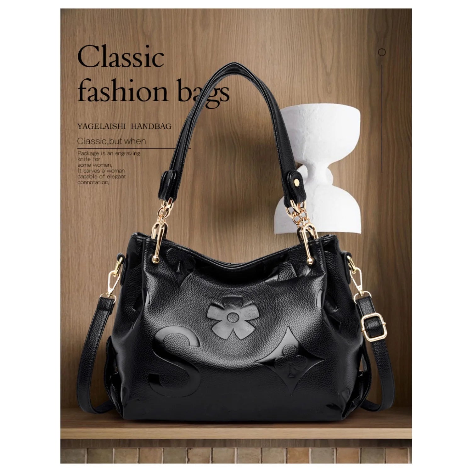Floral PU Leather Large Tote Bag