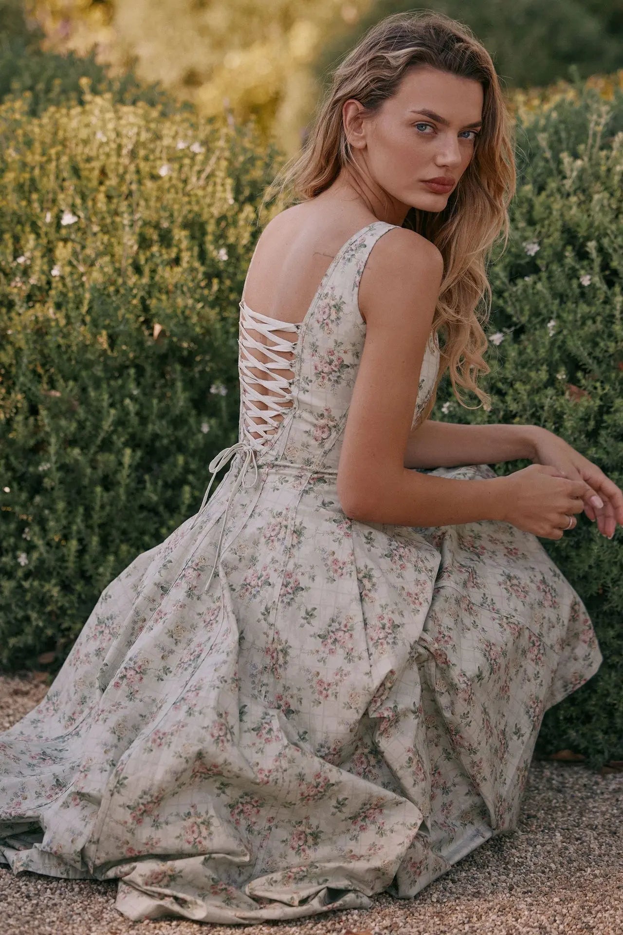 Floral Square Neck Midi Dress
