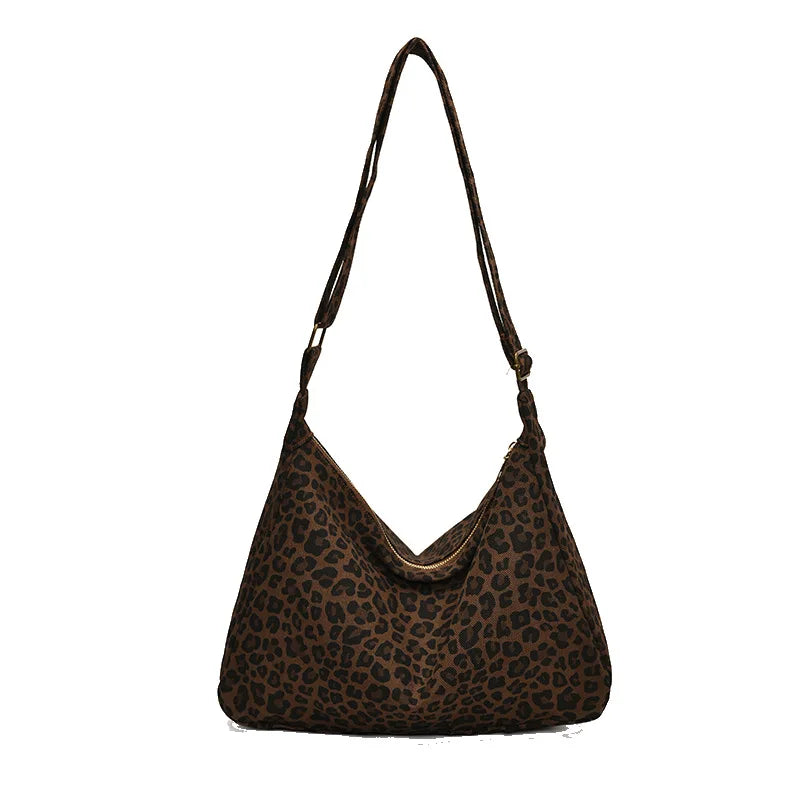 Leopard Print Large Hobo Bag