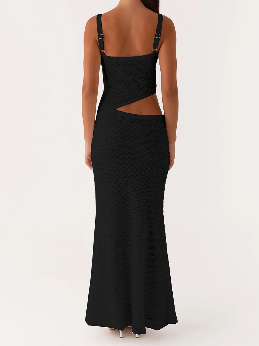 Velvet Square Neck Column Midi Dress