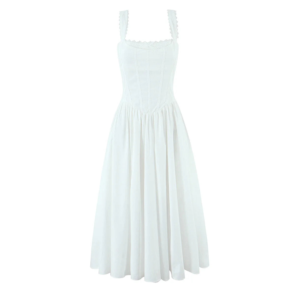 Printed Spaghetti Strap A-Line Midi Dress
