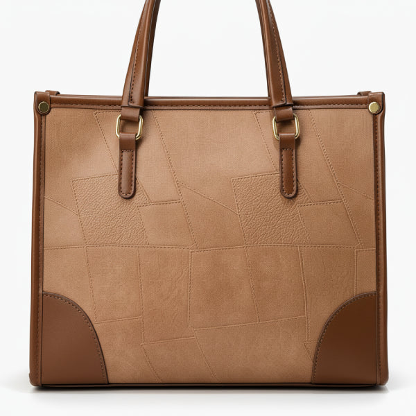 Patchwork Vegan Leather Large Tote Bag