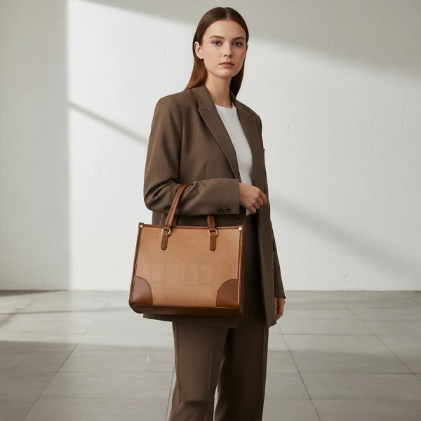 Patchwork Vegan Leather Large Tote Bag