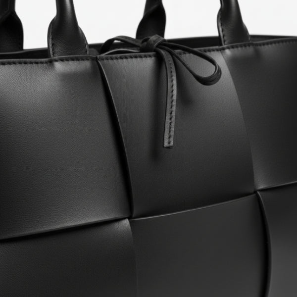 Woven Genuine Leather Large Tote Bag