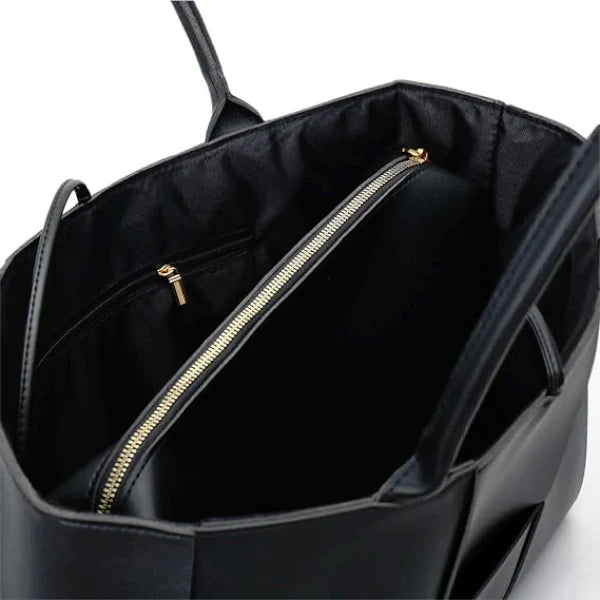Woven Genuine Leather Large Tote Bag