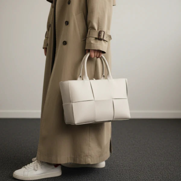 Woven Genuine Leather Large Tote Bag