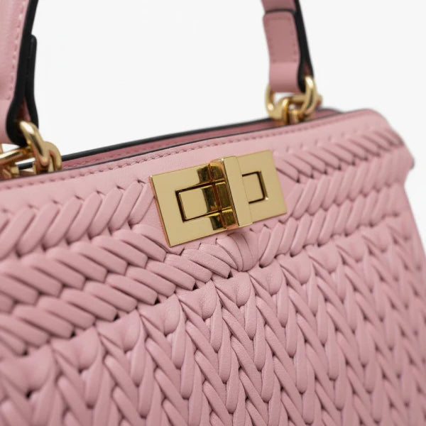 Woven Vegan Leather Satchel Bag