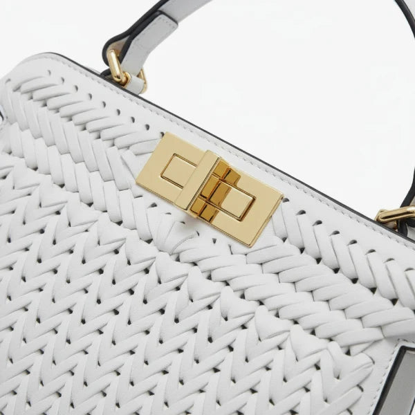 Woven Vegan Leather Satchel Bag