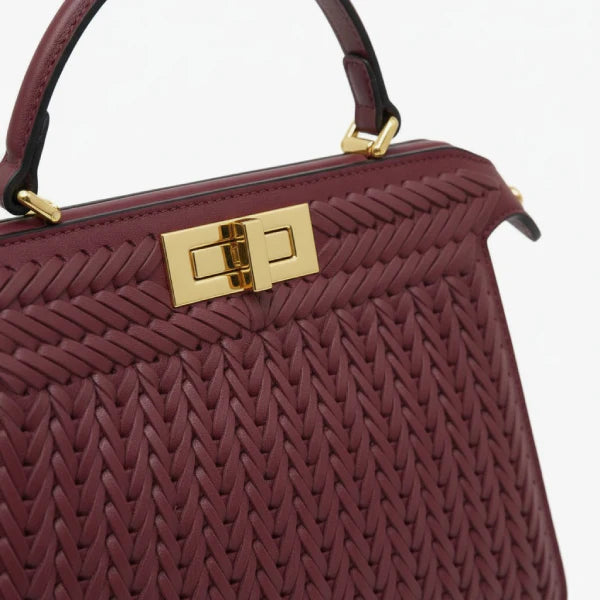 Woven Vegan Leather Satchel Bag