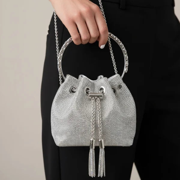 Rhinestone Crystal-Embellished Mini Evening Clutch