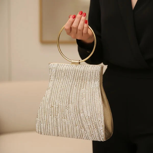 Rhinestone Crystal-Embellished Large Evening Clutch