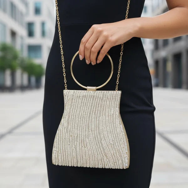 Rhinestone Crystal-Embellished Large Evening Clutch