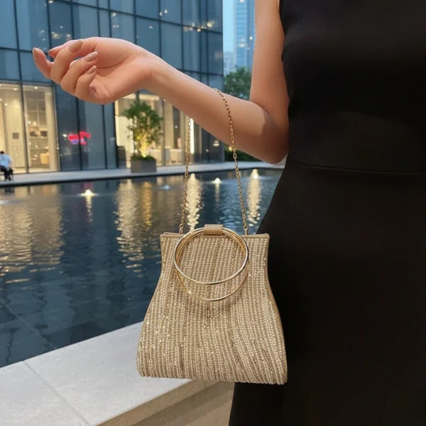 Rhinestone Crystal-Embellished Large Evening Clutch