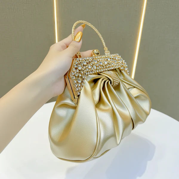 Rhinestone Vegan Leather Mini Evening Clutch