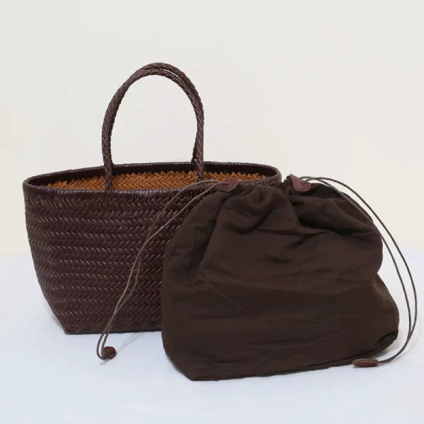 Woven Genuine Leather Tote Bag