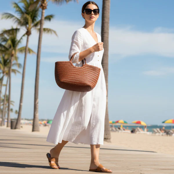 Woven Genuine Leather Tote Bag