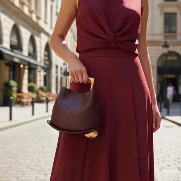 Genuine Leather Bucket Bag