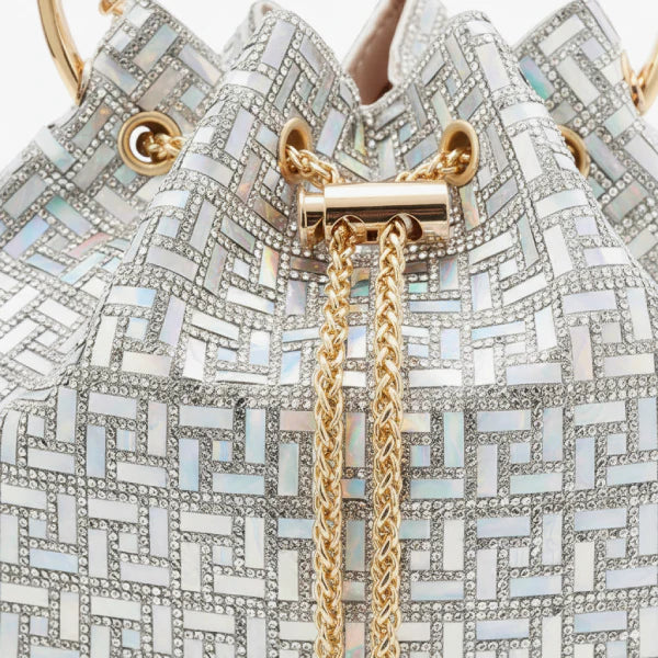 Rhinestone Crystal-Embellished Bucket Bag