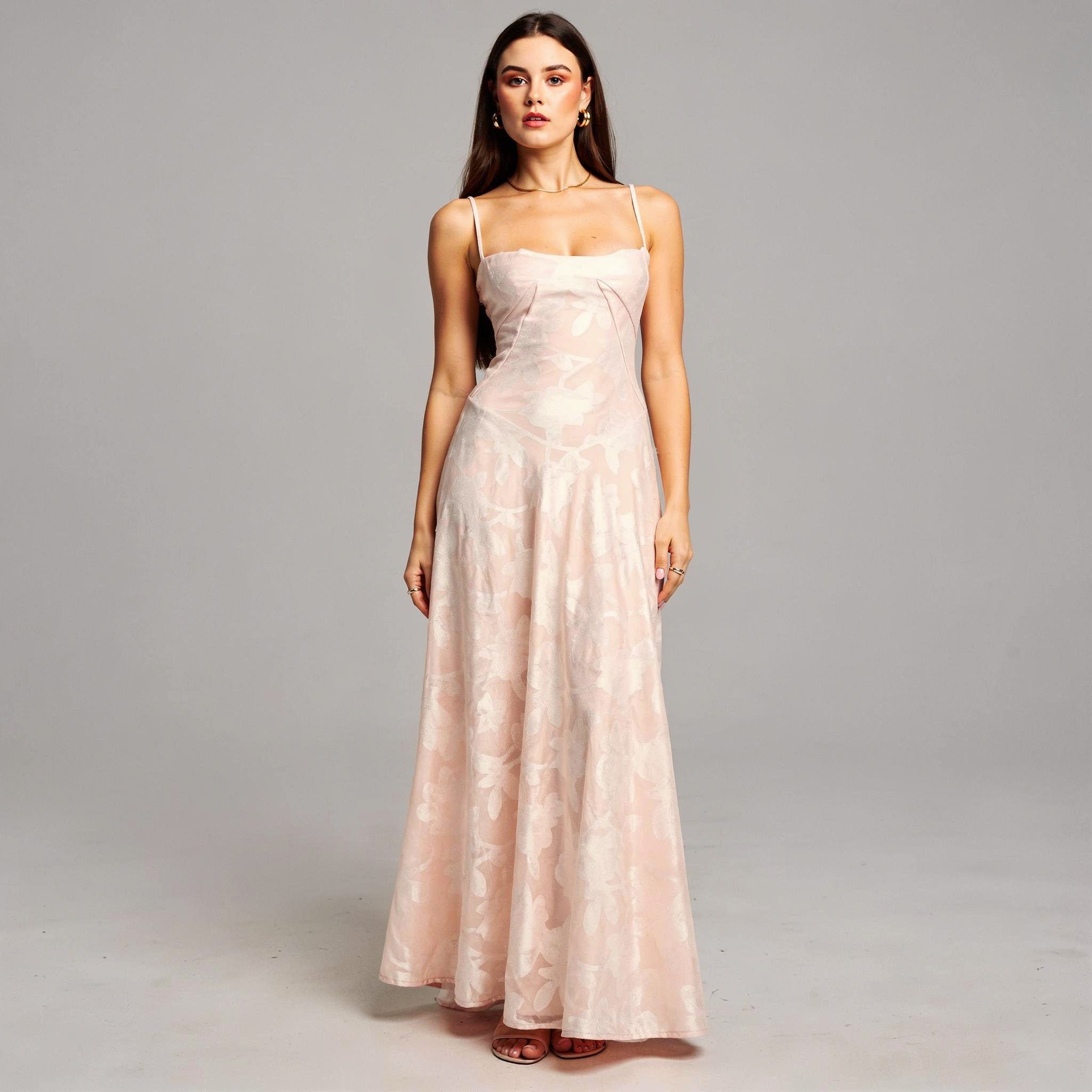 Printed Square Neck A-Line Maxi Dress