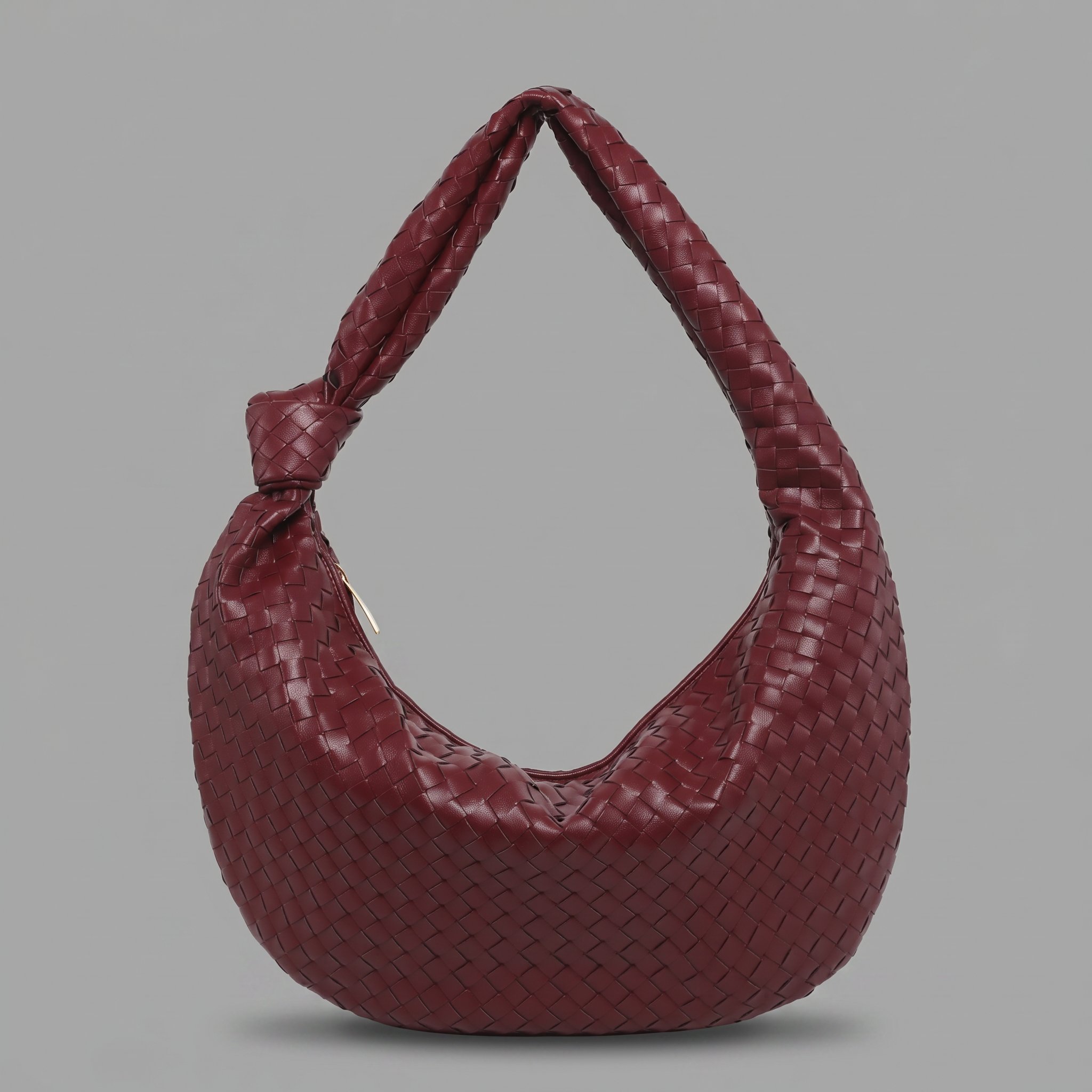 Woven Vegan Leather Large Hobo Bag