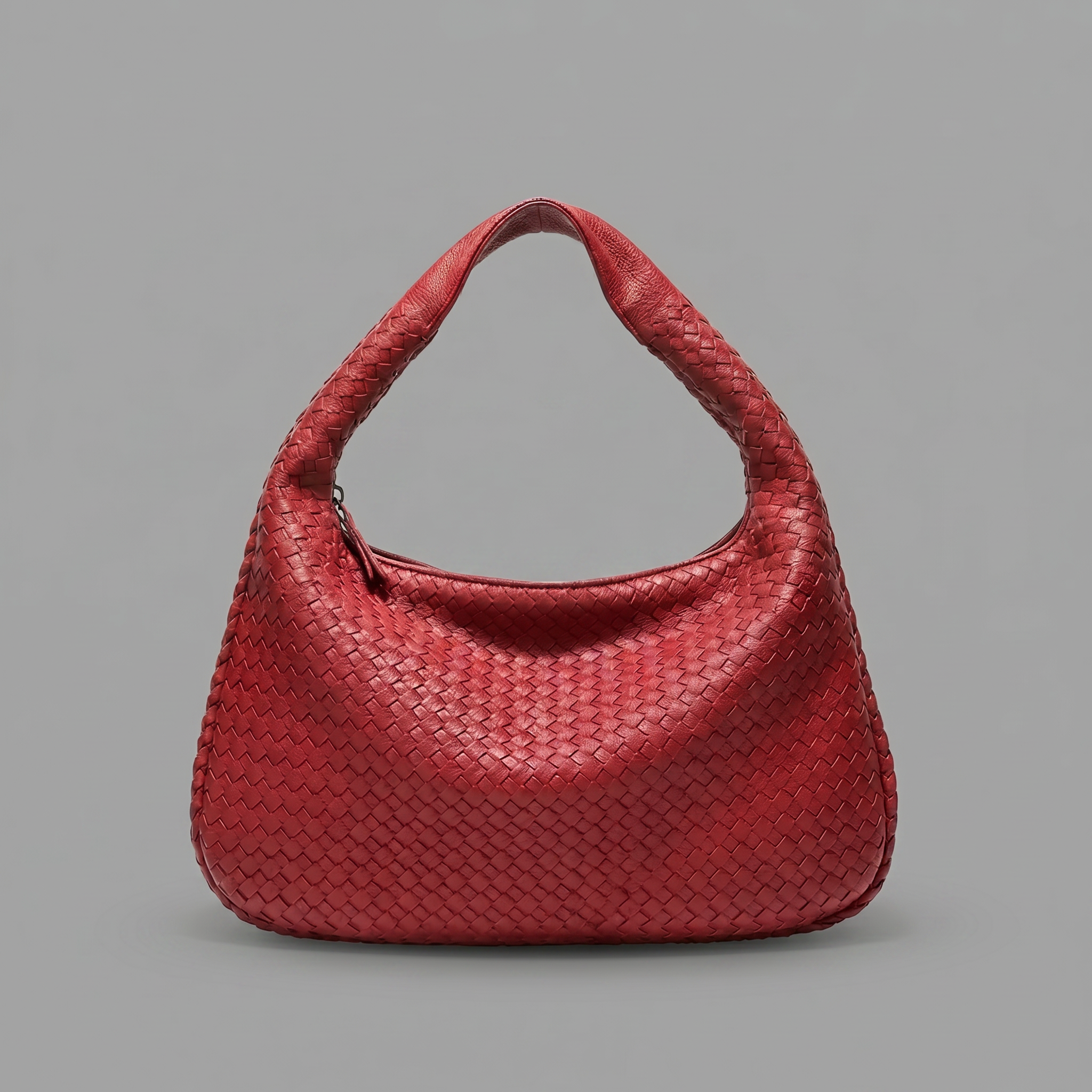 Woven Vegan Leather Large Hobo Bag