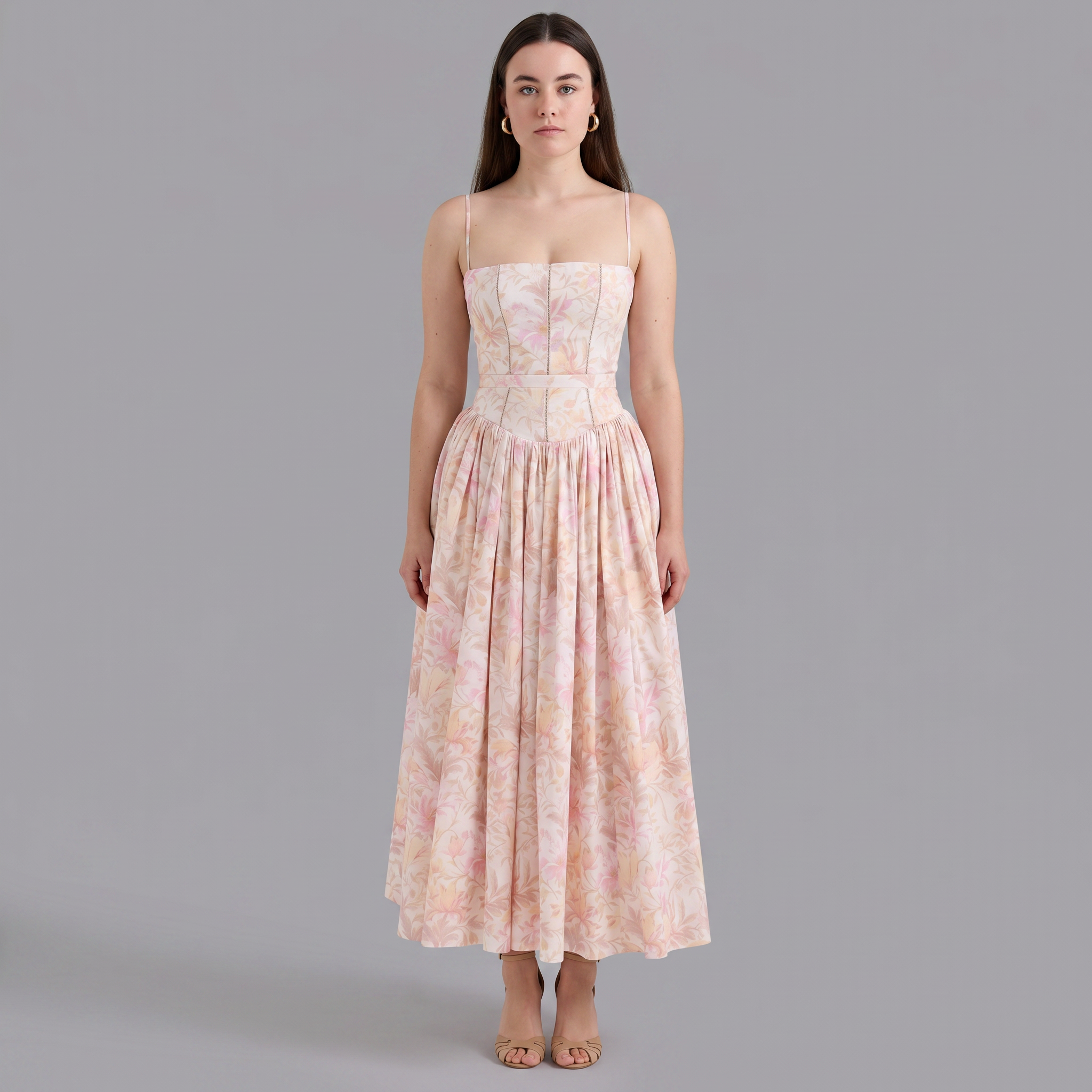 Printed Strapless Maxi Dress