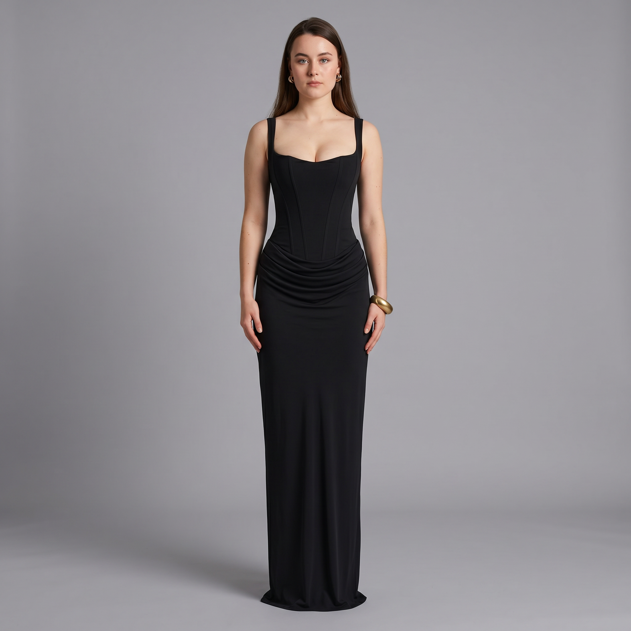 Solid Bodycon Ankle-Length Dress