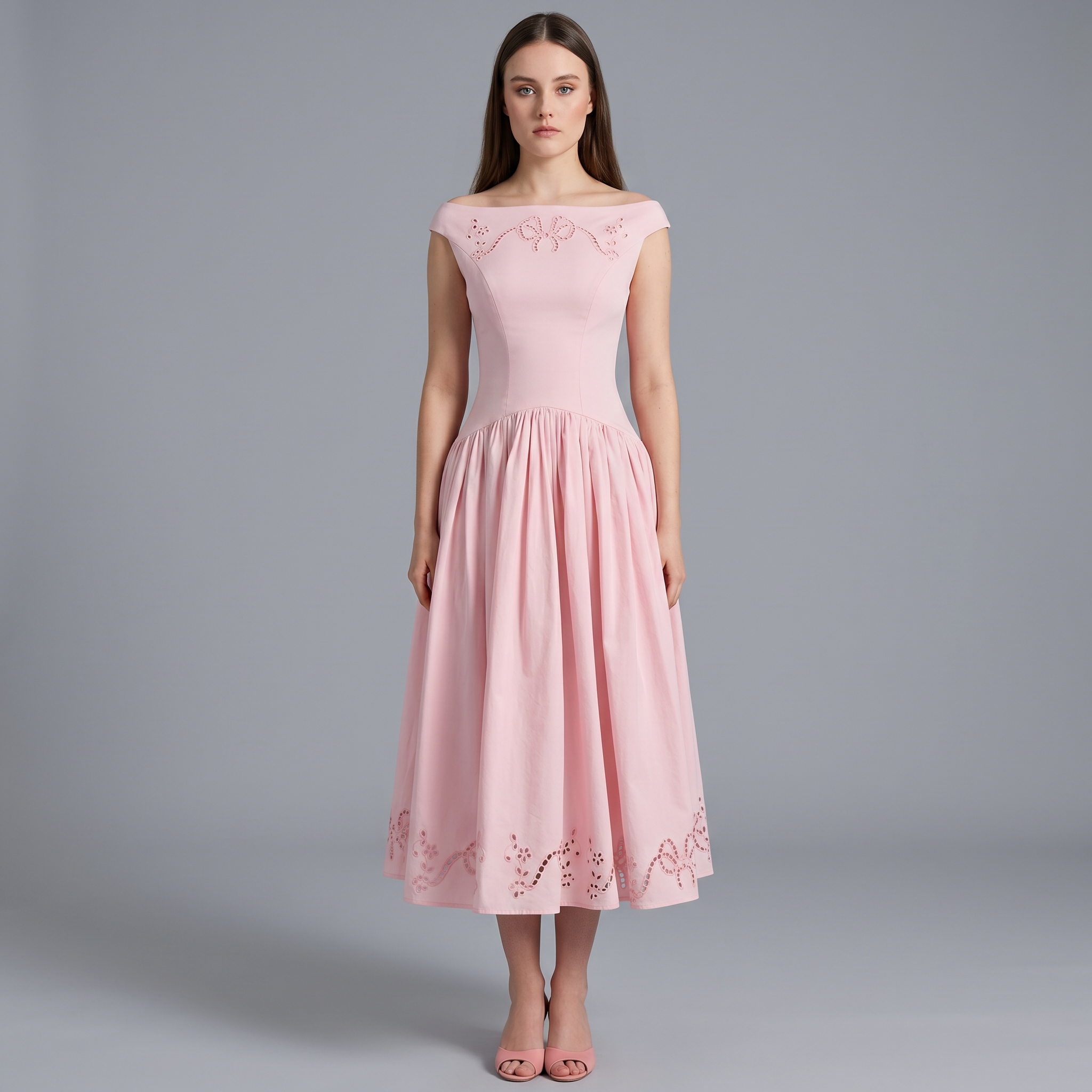 Boat Neck A-Line Mini Dress